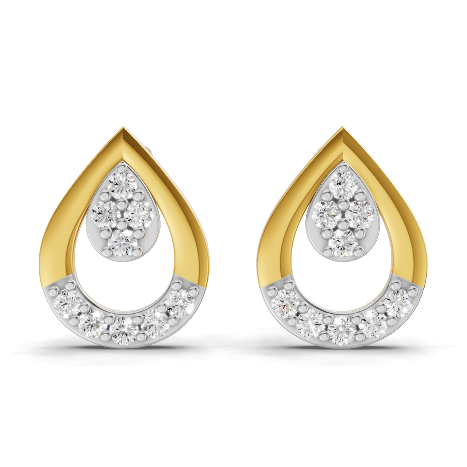 Lab Grown Diamond 0.18CT 925 Sterling Silver Gold Plated Round Shape Earring