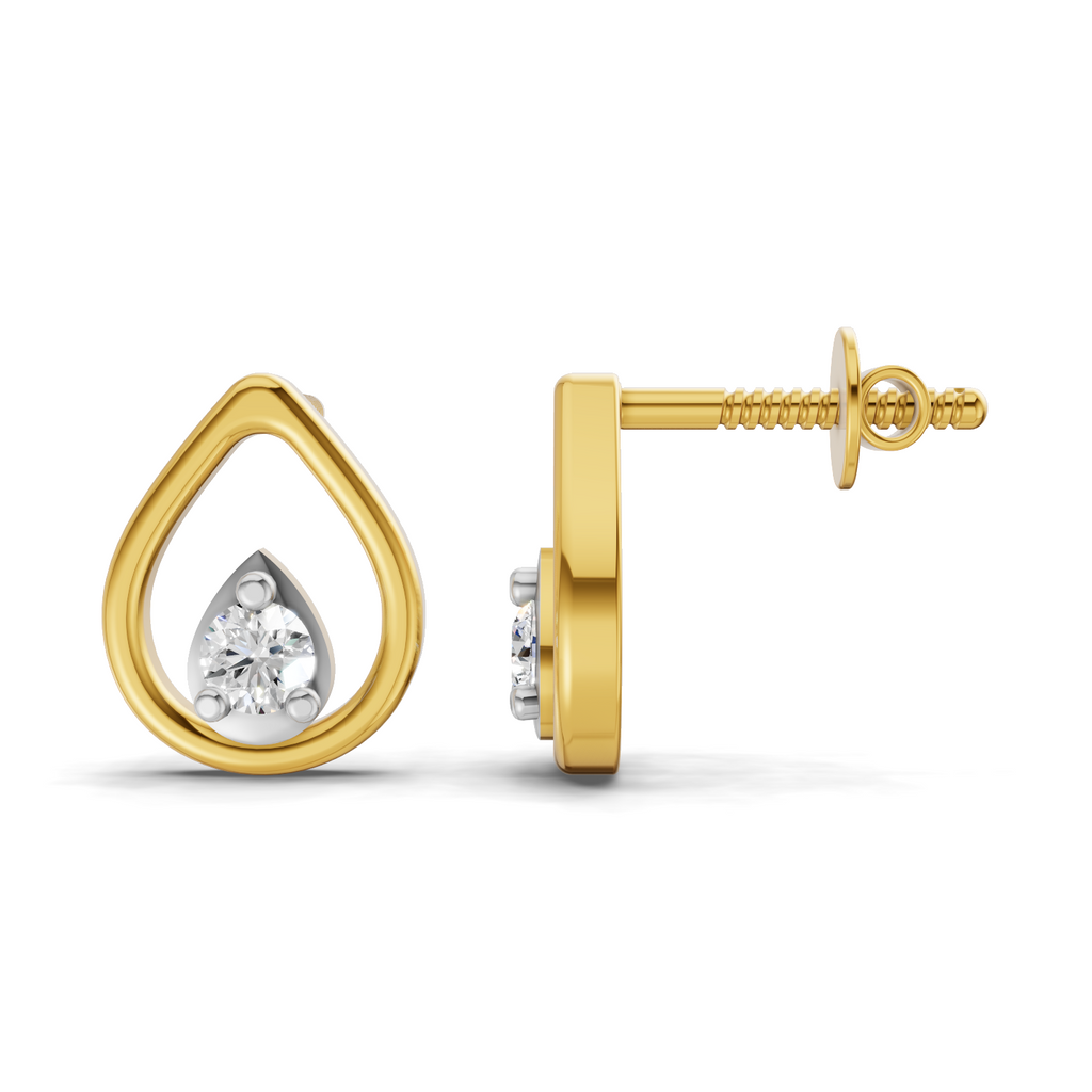 Lab Grown Diamond 0.16CT 925 Sterling Silver Gold Plated Round Shape Earring