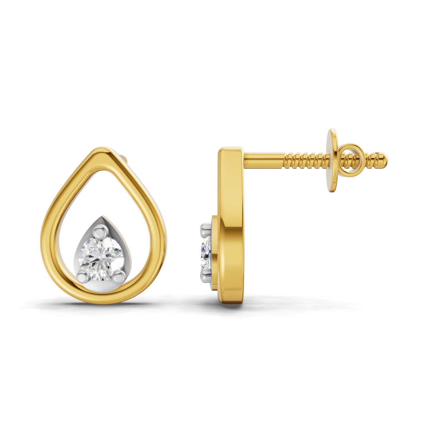 Lab Grown Diamond 0.16CT 925 Sterling Silver Gold Plated Round Shape Earring