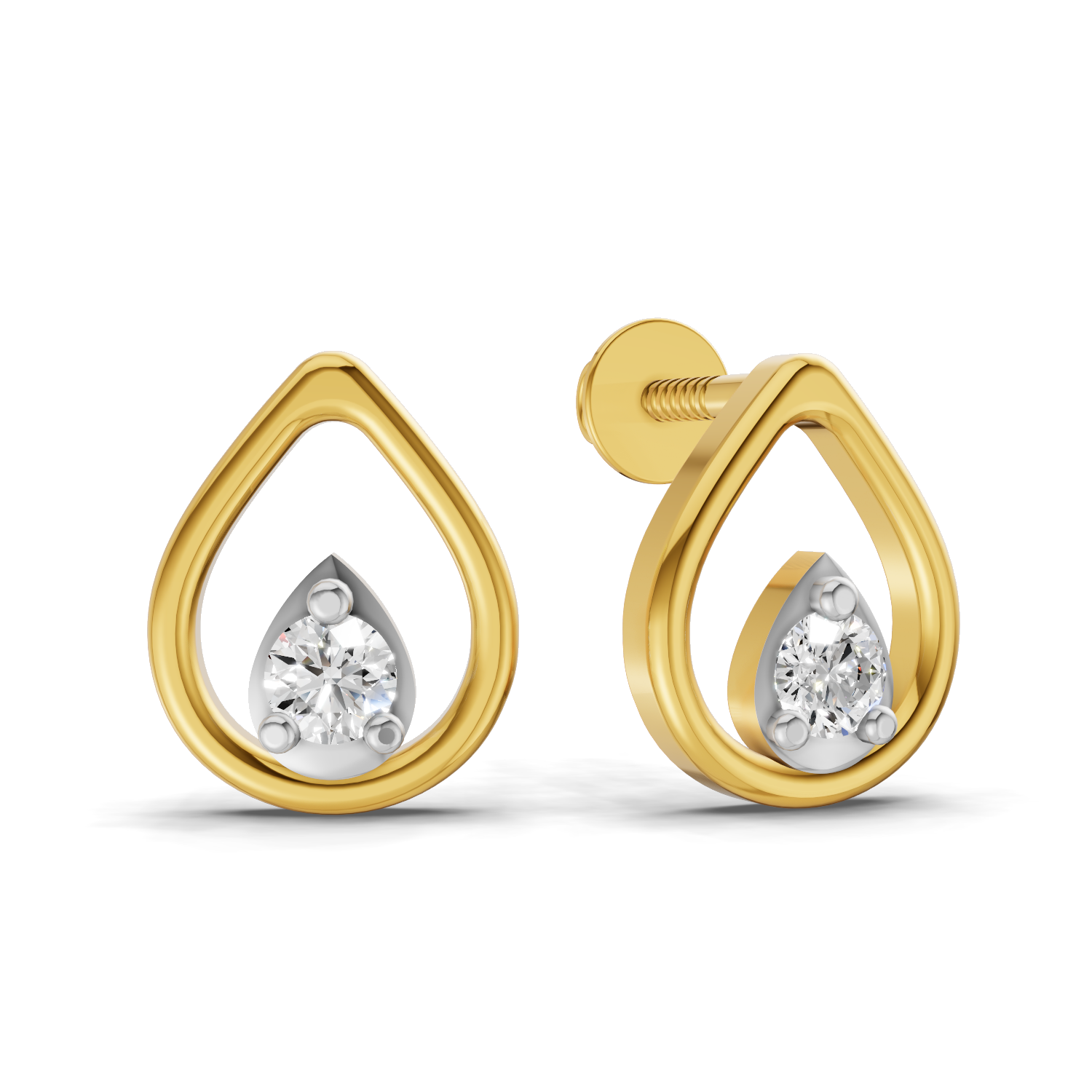 Lab Grown Diamond 0.16CT 925 Sterling Silver Gold Plated Round Shape Earring