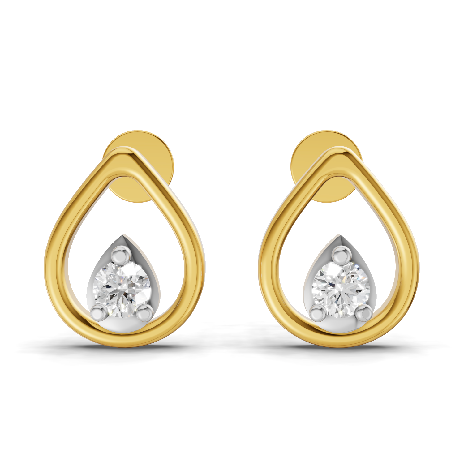 Lab Grown Diamond 0.16CT 925 Sterling Silver Gold Plated Round Shape Earring