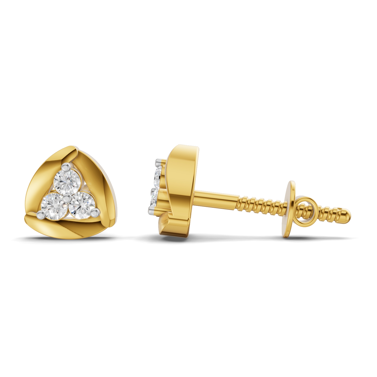 Lab Grown Diamond 0.15CT 925 Sterling Silver Gold Plated Round Shape Earring