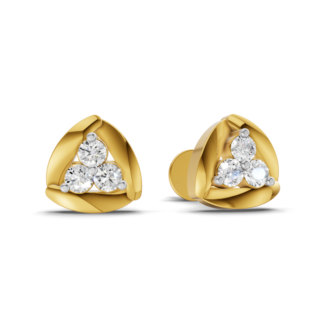 Lab Grown Diamond 0.15CT 925 Sterling Silver Gold Plated Round Shape Earring