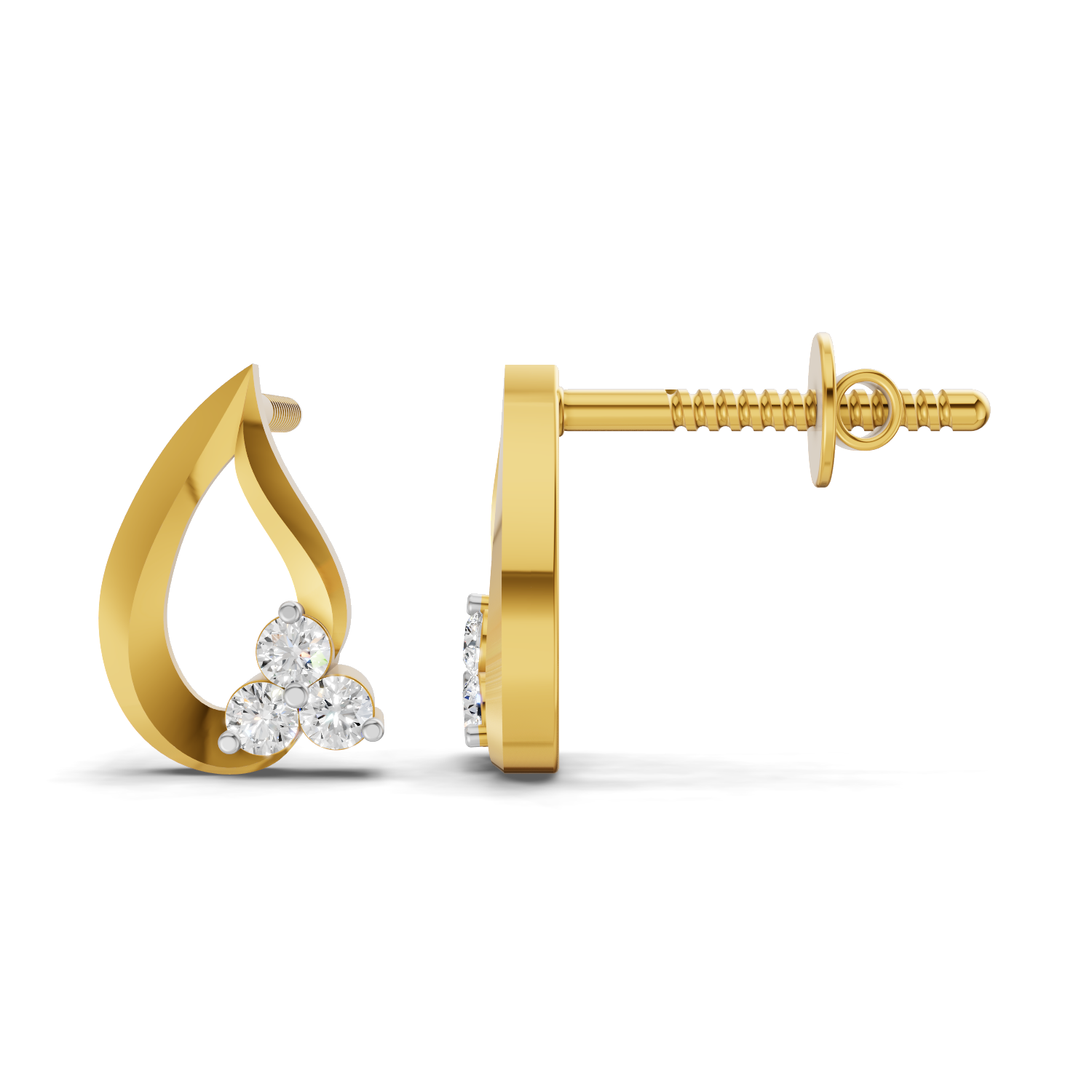 Lab Grown Diamond 0.15CT 925 Sterling Silver Gold Plated Round Shape Earring