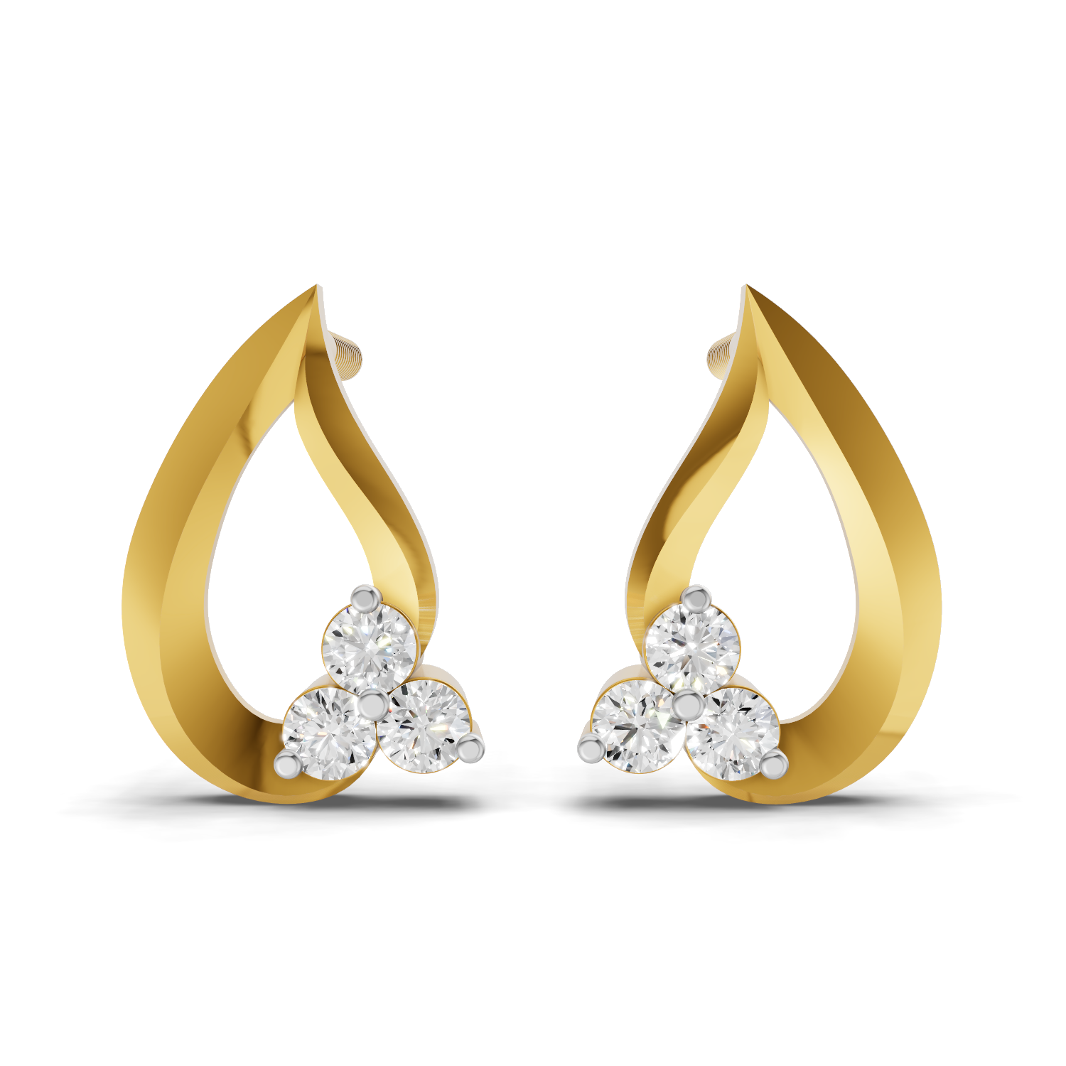 Lab Grown Diamond 0.15CT 925 Sterling Silver Gold Plated Round Shape Earring
