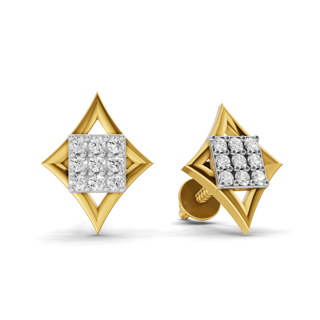Lab Grown Diamond 0.18CT 925 Sterling Silver Gold Plated Round Shape Earring
