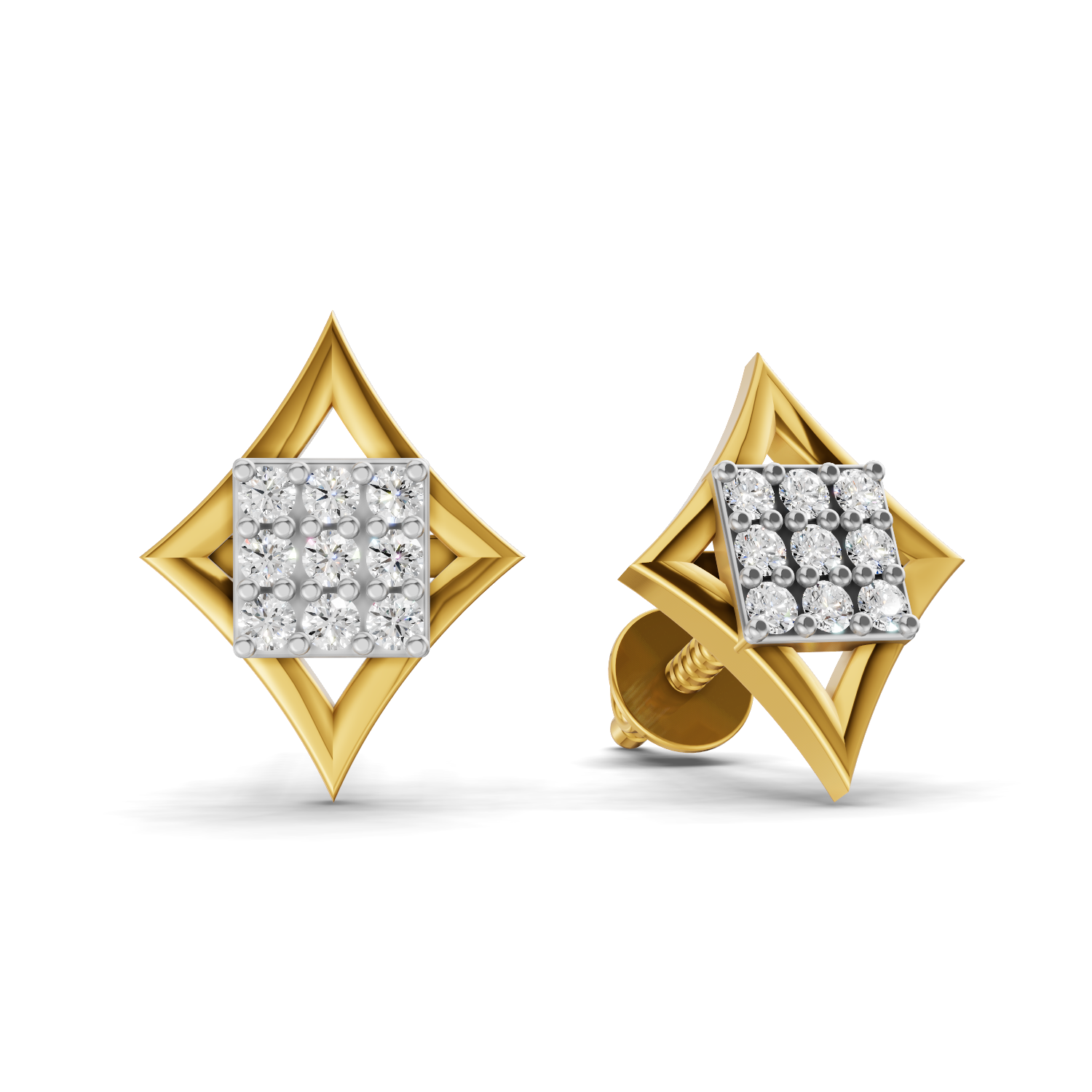 Lab Grown Diamond 0.18CT 925 Sterling Silver Gold Plated Round Shape Earring
