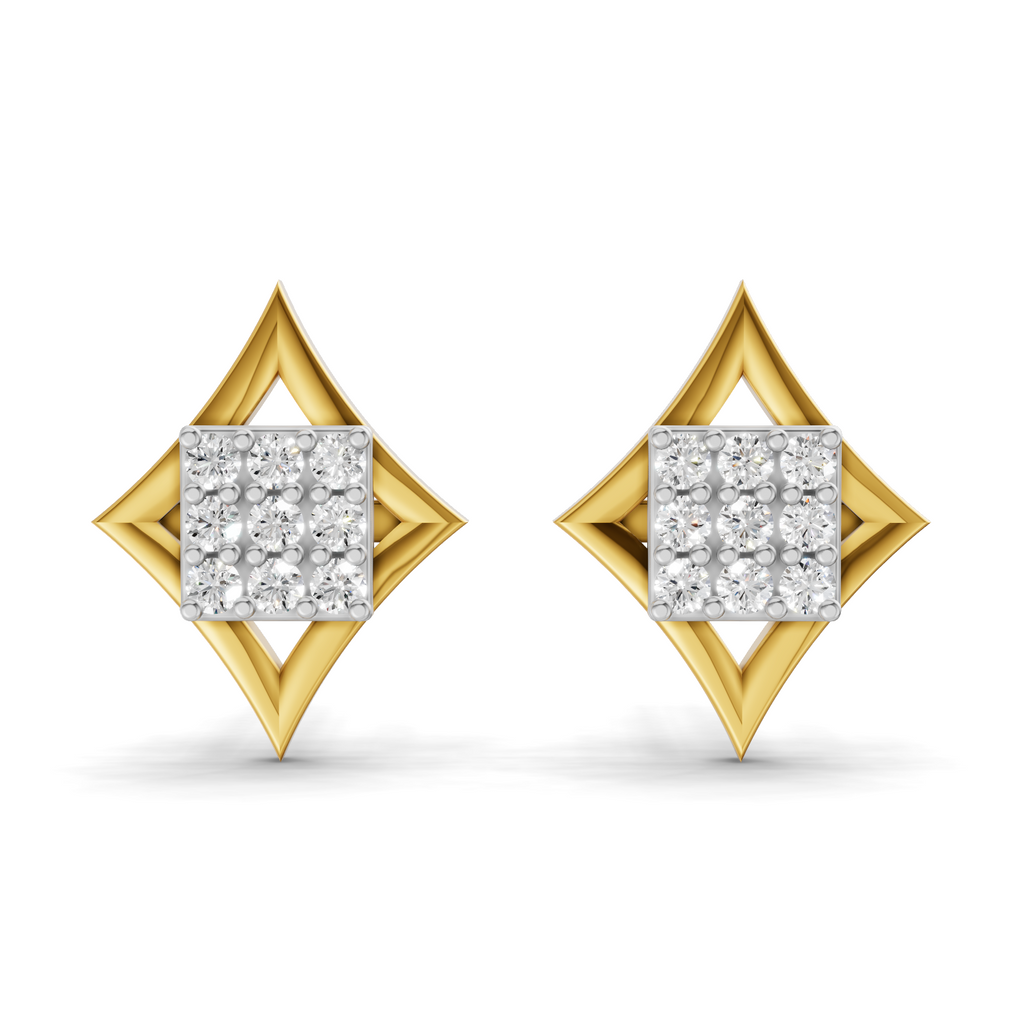 Lab Grown Diamond 0.18CT 925 Sterling Silver Gold Plated Round Shape Earring