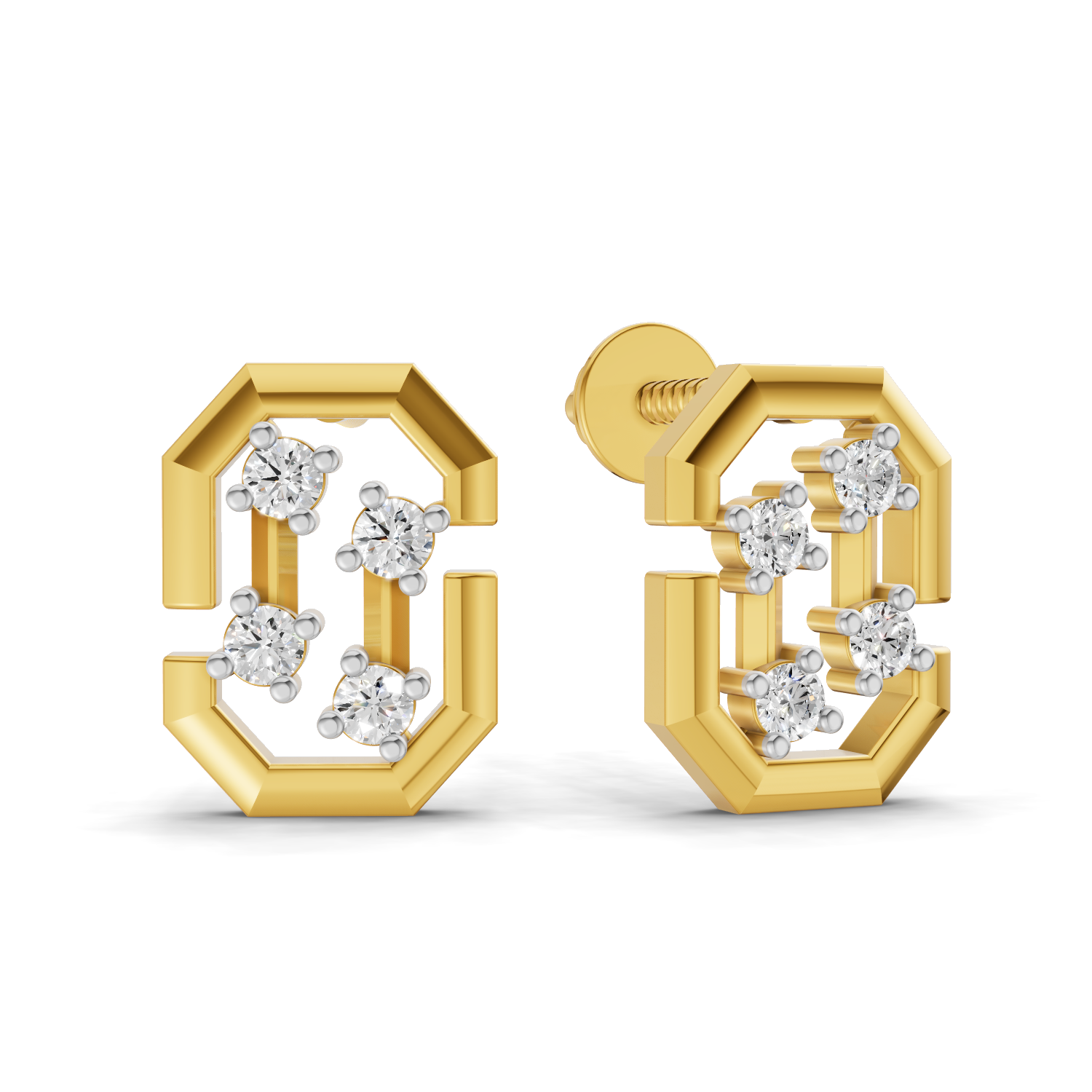 Lab Grown Diamond 0.14CT 925 Sterling Silver Gold Plated Round Shape Earring