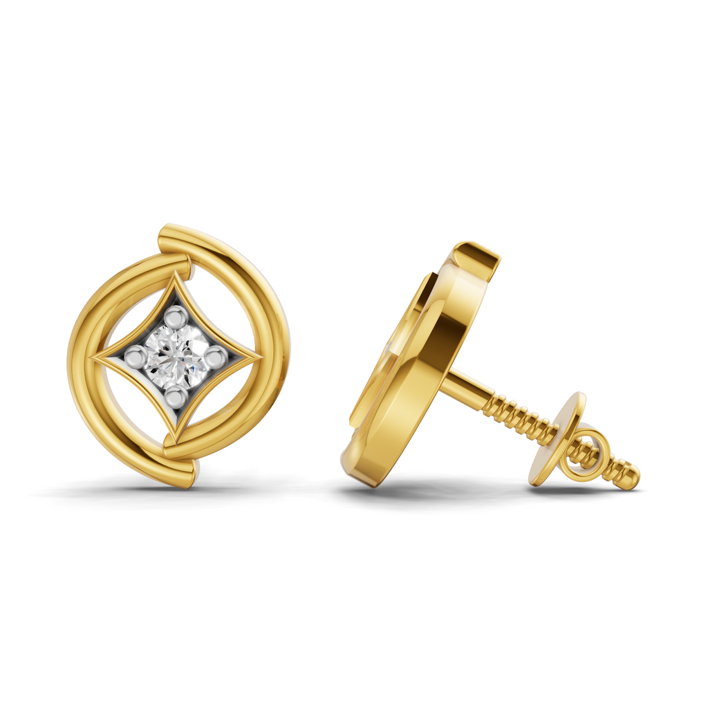 Lab Grown Diamond 0.14CT 925 Sterling Silver Gold Plated Round Shape Earring