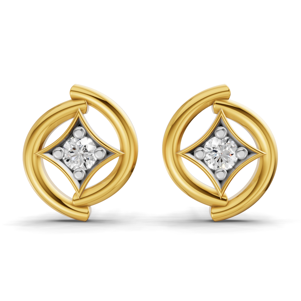 Lab Grown Diamond 0.14CT 925 Sterling Silver Gold Plated Round Shape Earring