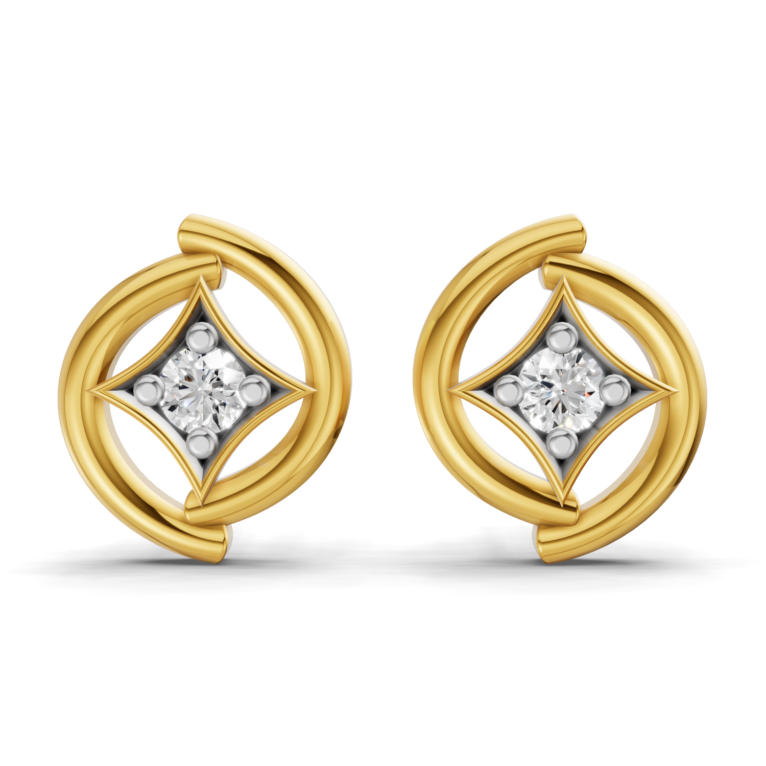 Lab Grown Diamond 0.14CT 925 Sterling Silver Gold Plated Round Shape Earring
