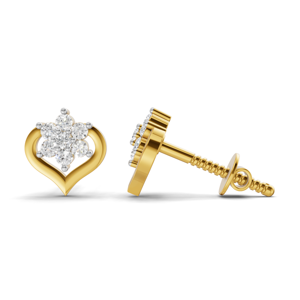 Lab Grown Diamond 0.17CT 925 Sterling Silver Gold Plated Round Shape Earring