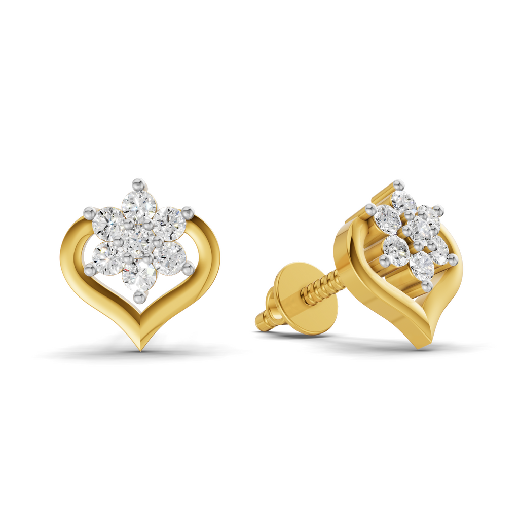 Lab Grown Diamond 0.17CT 925 Sterling Silver Gold Plated Round Shape Earring