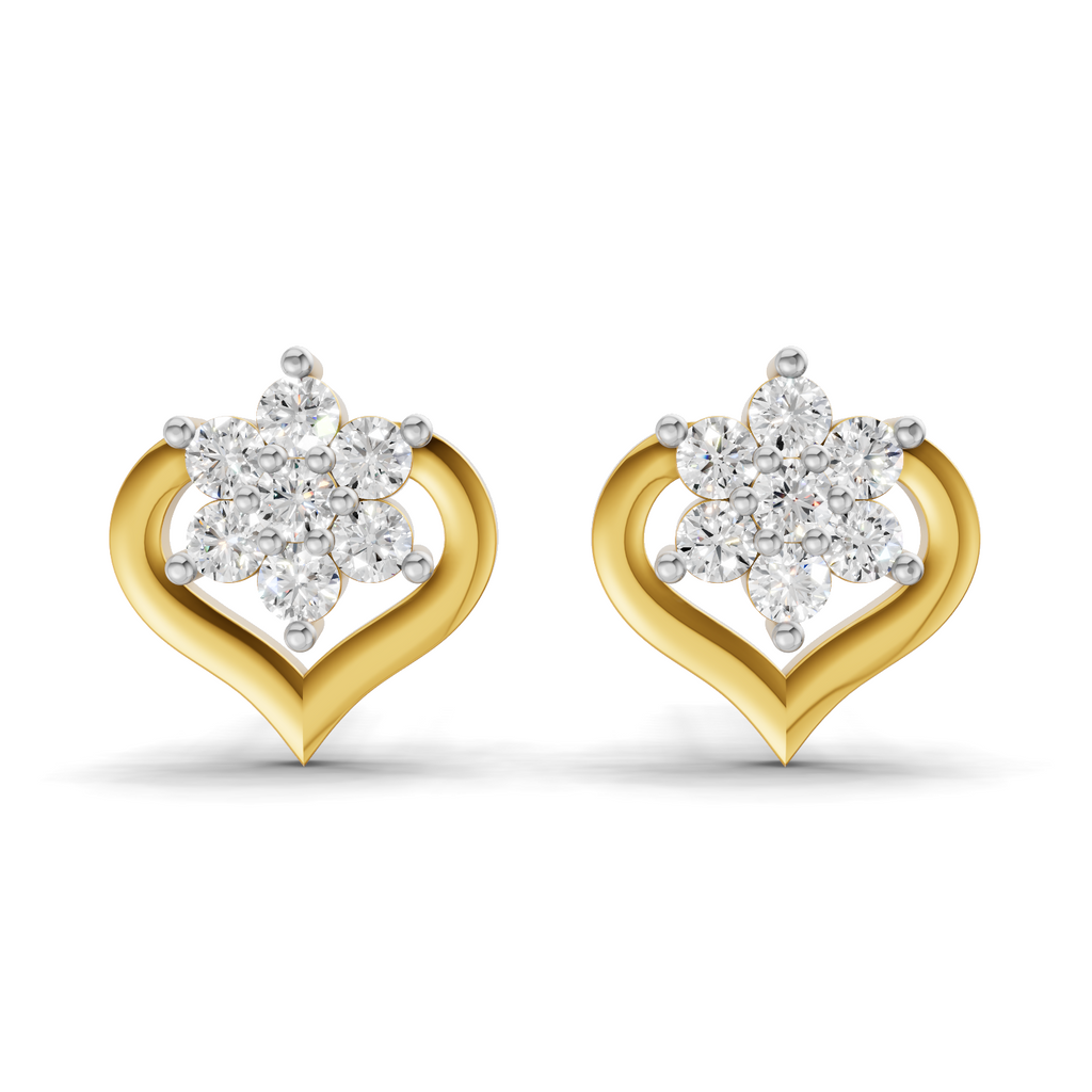 Lab Grown Diamond 0.17CT 925 Sterling Silver Gold Plated Round Shape Earring
