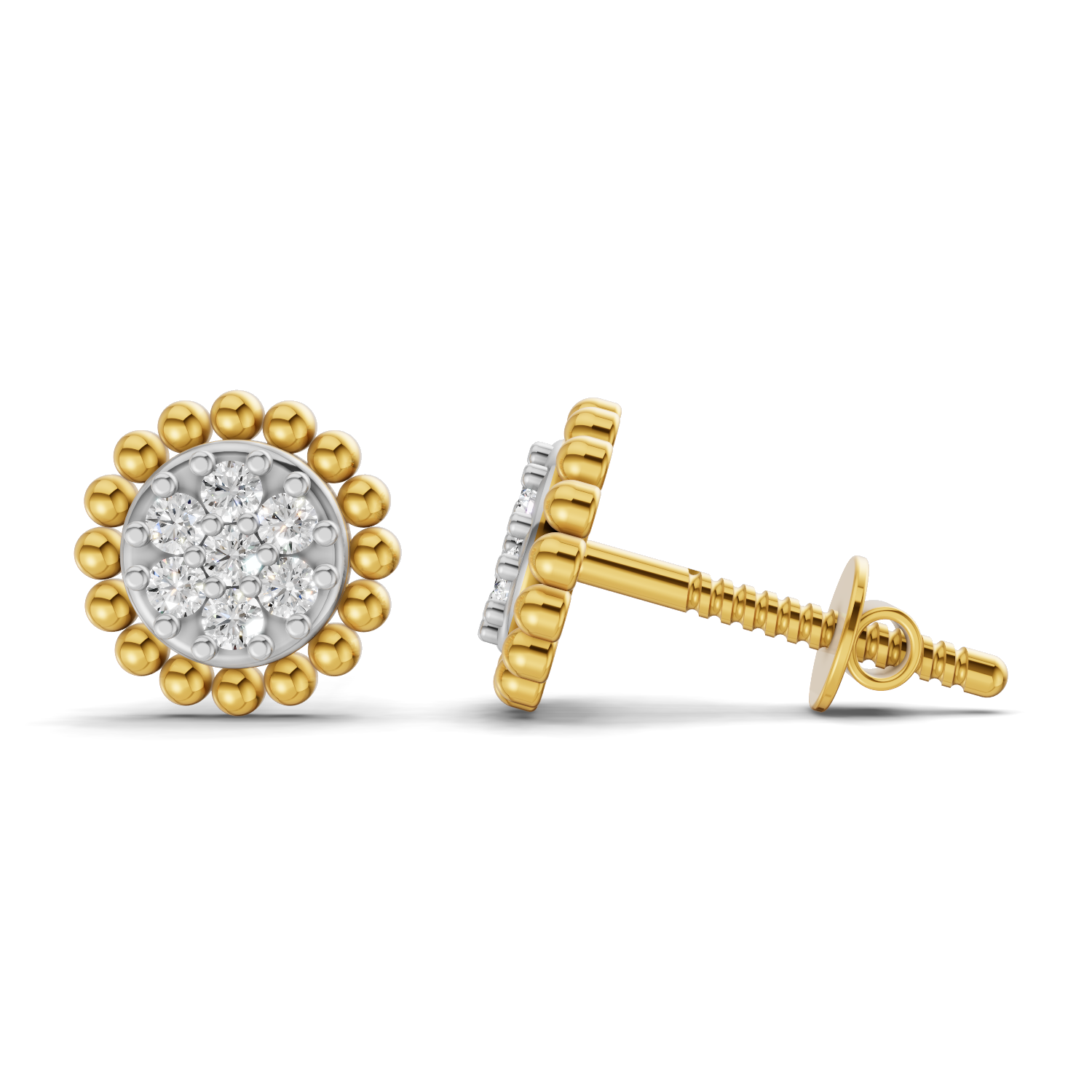 Lab Grown Diamond 0.17CT 925 Sterling Silver Gold Plated Round Shape Earring