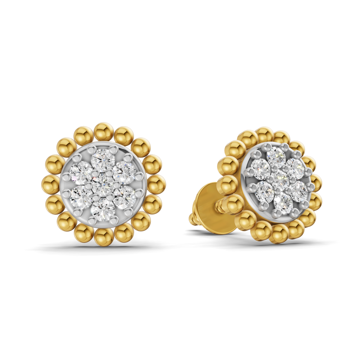 Lab Grown Diamond 0.17CT 925 Sterling Silver Gold Plated Round Shape Earring