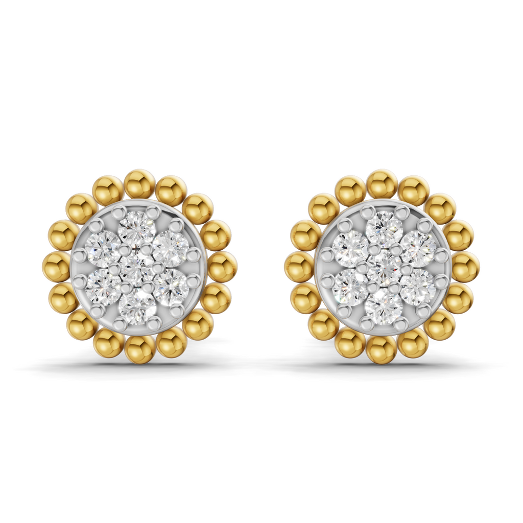 Lab Grown Diamond 0.17CT 925 Sterling Silver Gold Plated Round Shape Earring