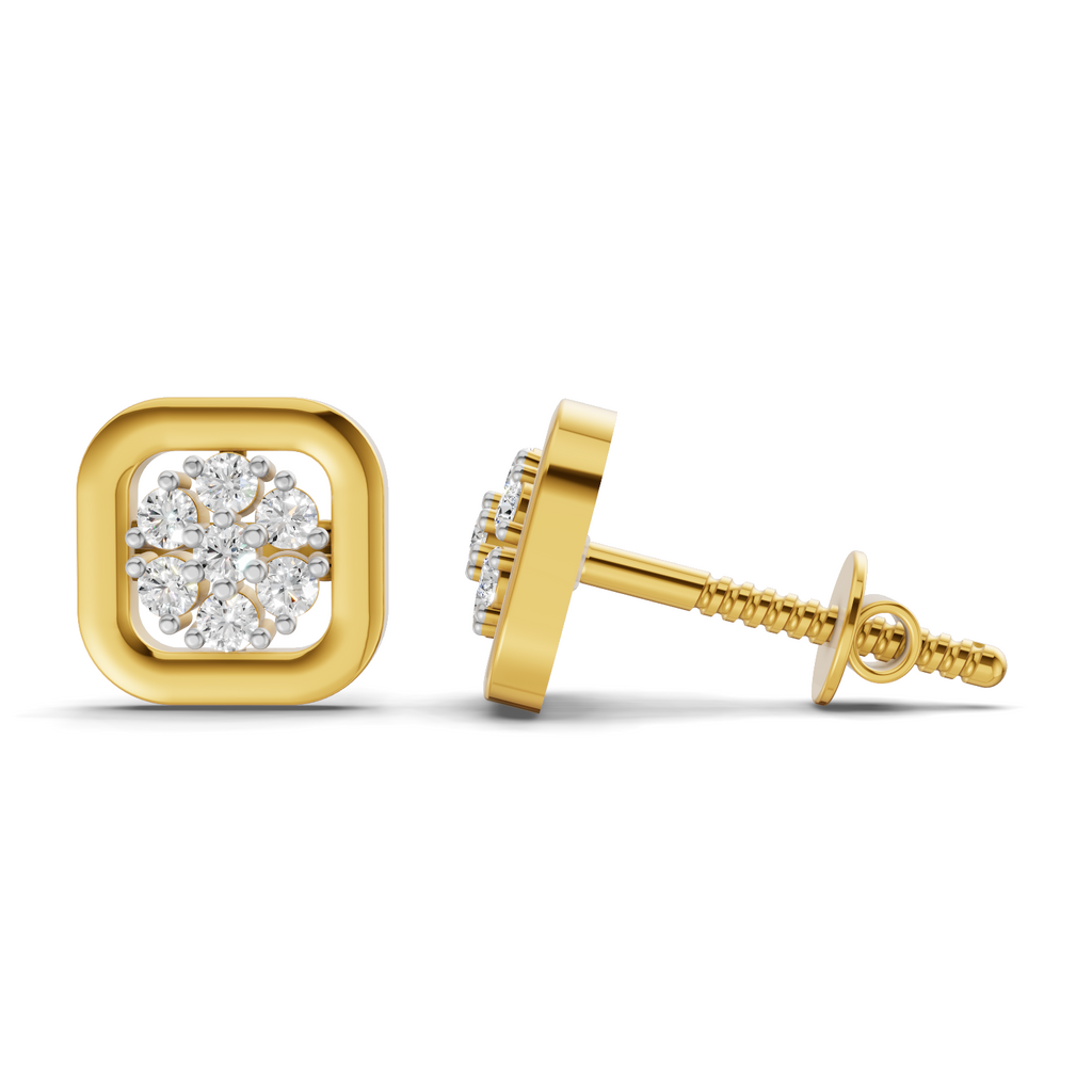 Lab Grown Diamond 0.17CT 925 Sterling Silver Gold Plated Round Shape Earring