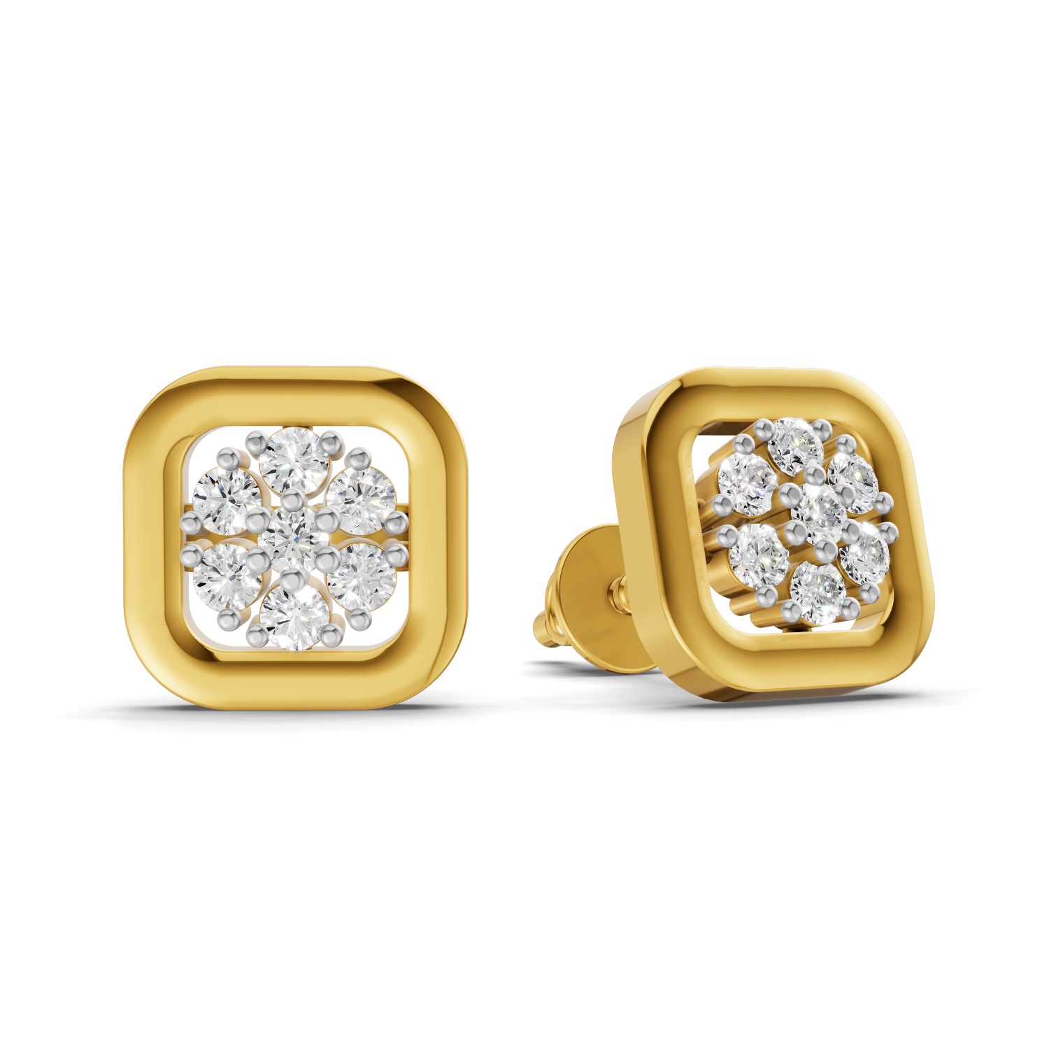 Lab Grown Diamond 0.17CT 925 Sterling Silver Gold Plated Round Shape Earring