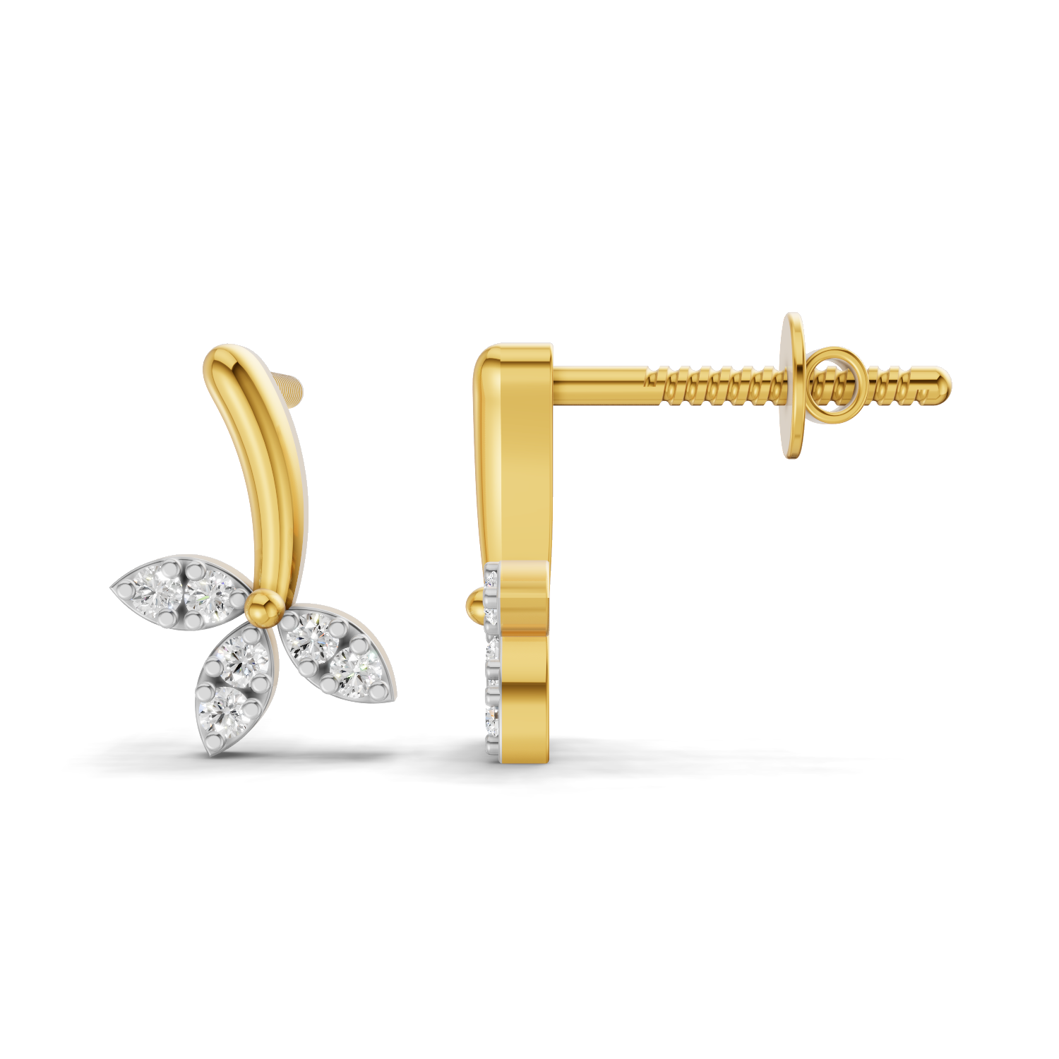 Lab Grown Diamond 0.12CT 925 Sterling Silver Gold Plated Round Shape Earring