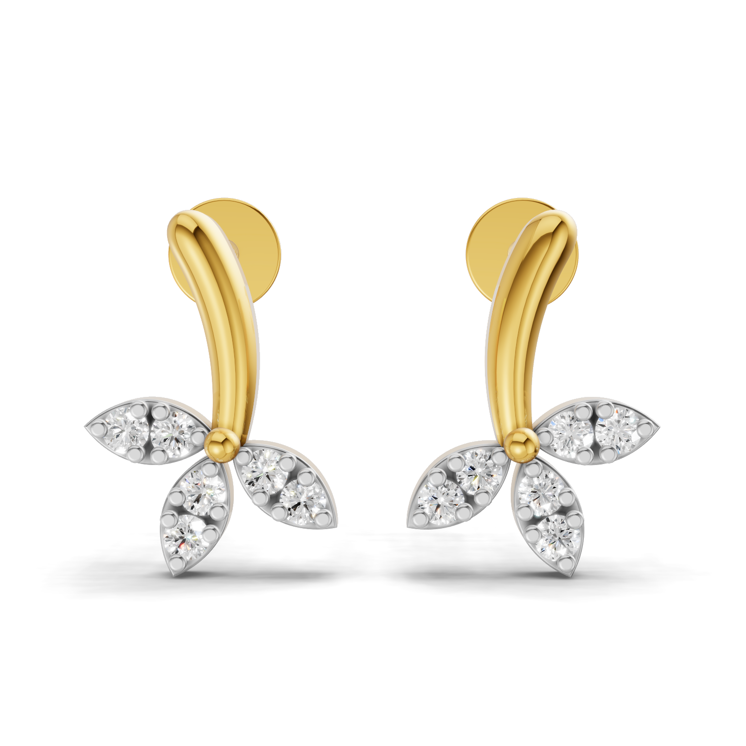 Lab Grown Diamond 0.12CT 925 Sterling Silver Gold Plated Round Shape Earring
