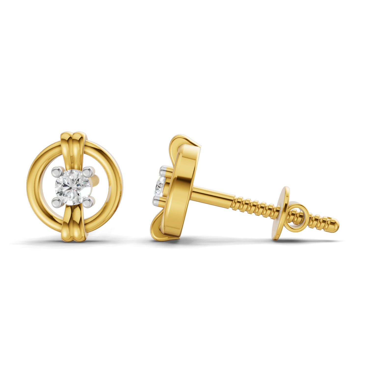 Lab Grown Diamond 0.12CT 925 Sterling Silver Gold Plated Round Shape Earring