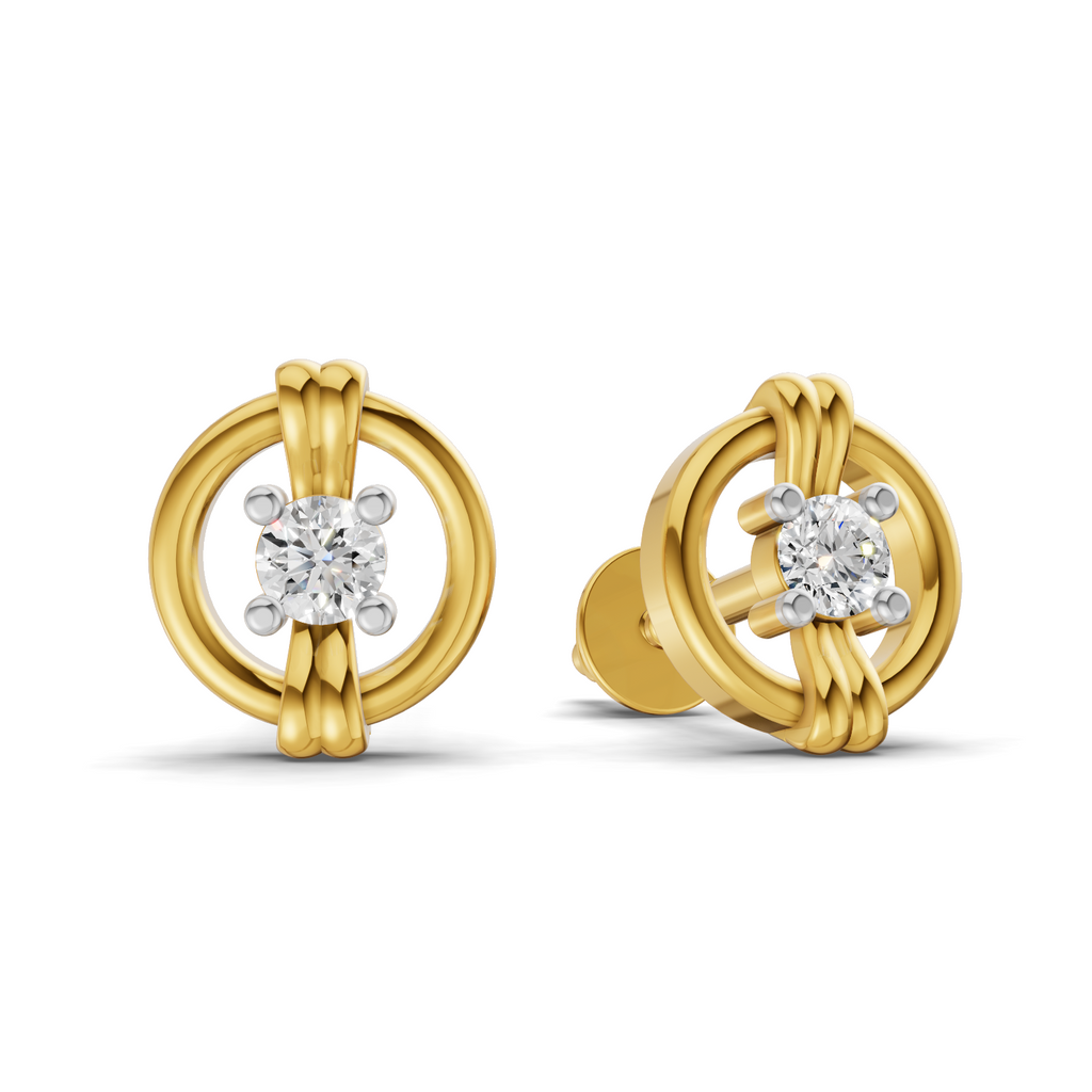 Lab Grown Diamond 0.12CT 925 Sterling Silver Gold Plated Round Shape Earring