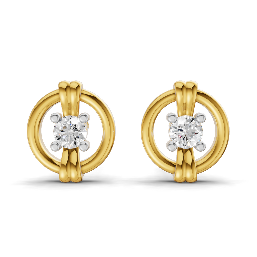 Lab Grown Diamond 0.12CT 925 Sterling Silver Gold Plated Round Shape Earring