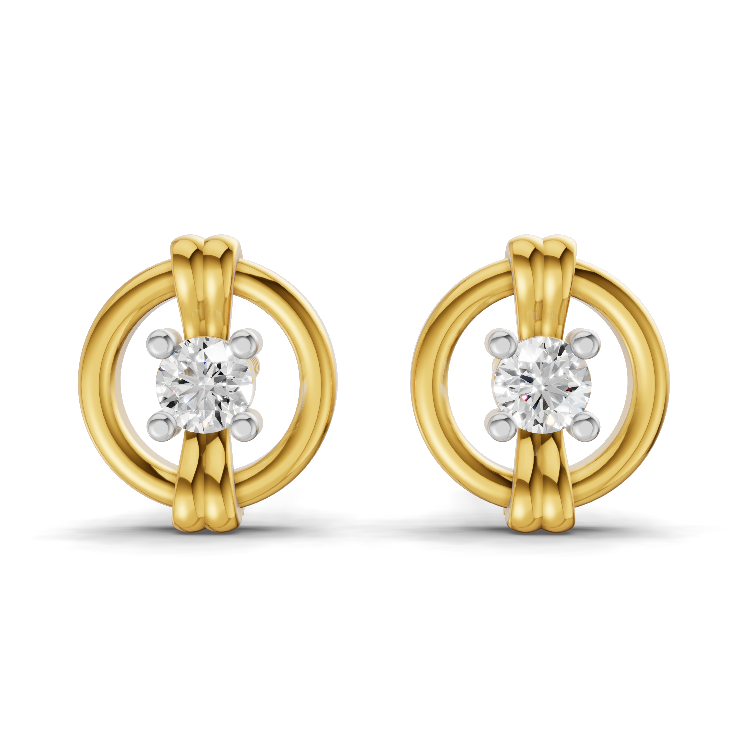 Lab Grown Diamond 0.12CT 925 Sterling Silver Gold Plated Round Shape Earring