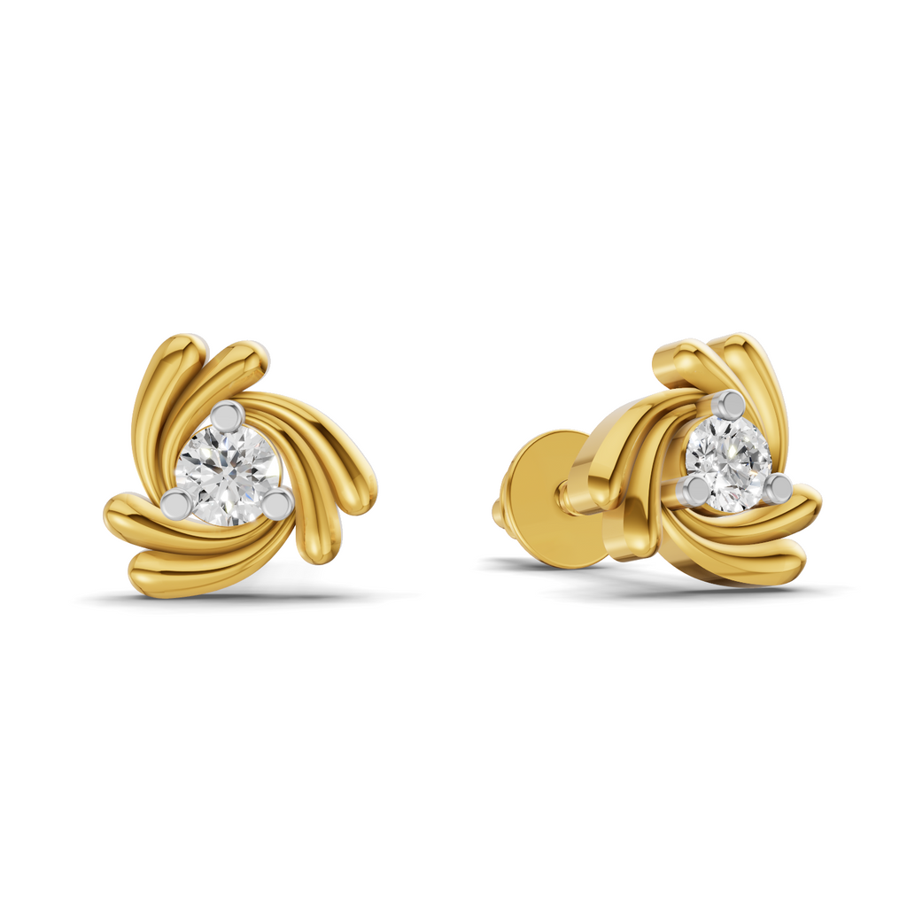 Lab Grown Diamond 0.12CT 925 Sterling Silver Gold Plated Round Shape Earring