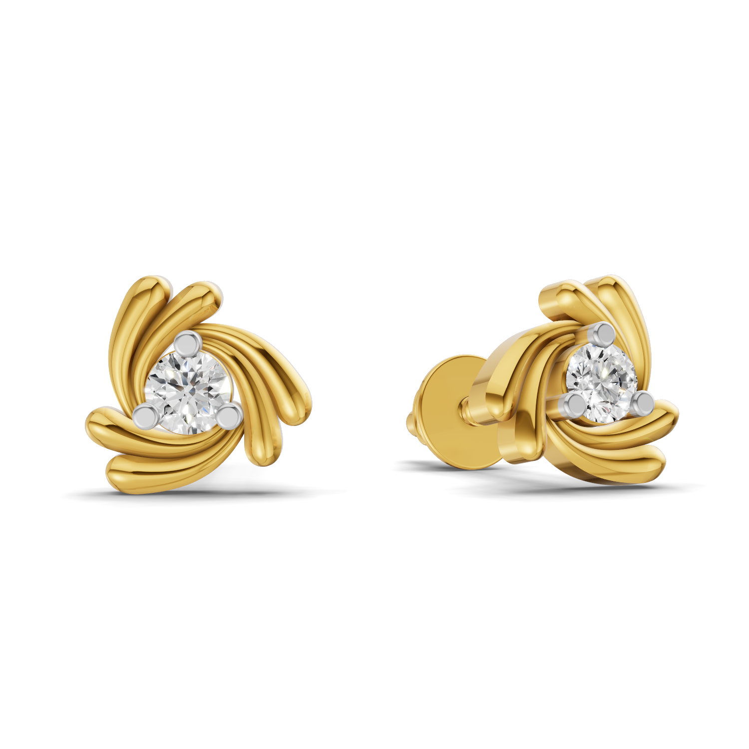 Lab Grown Diamond 0.12CT 925 Sterling Silver Gold Plated Round Shape Earring