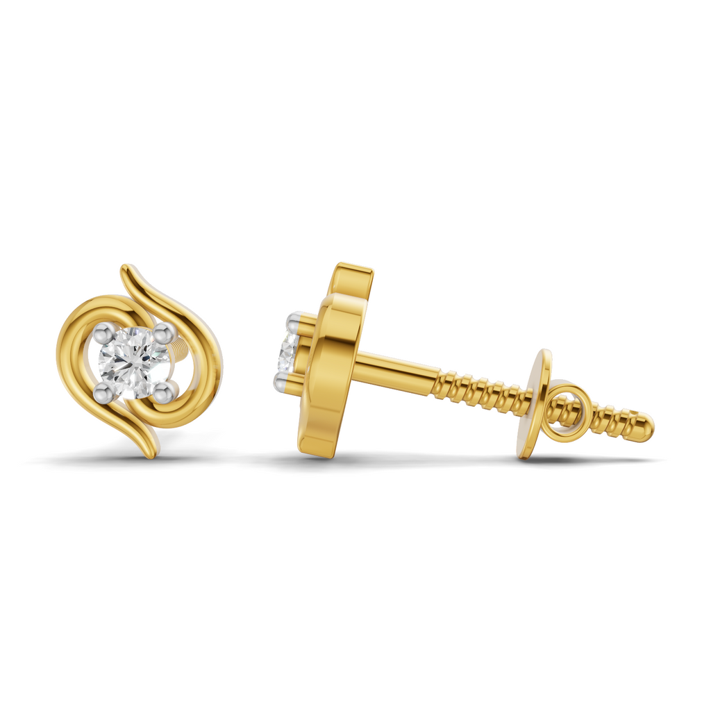 Lab Grown Diamond 0.12CT 925 Sterling Silver Gold Plated Round Shape Earring