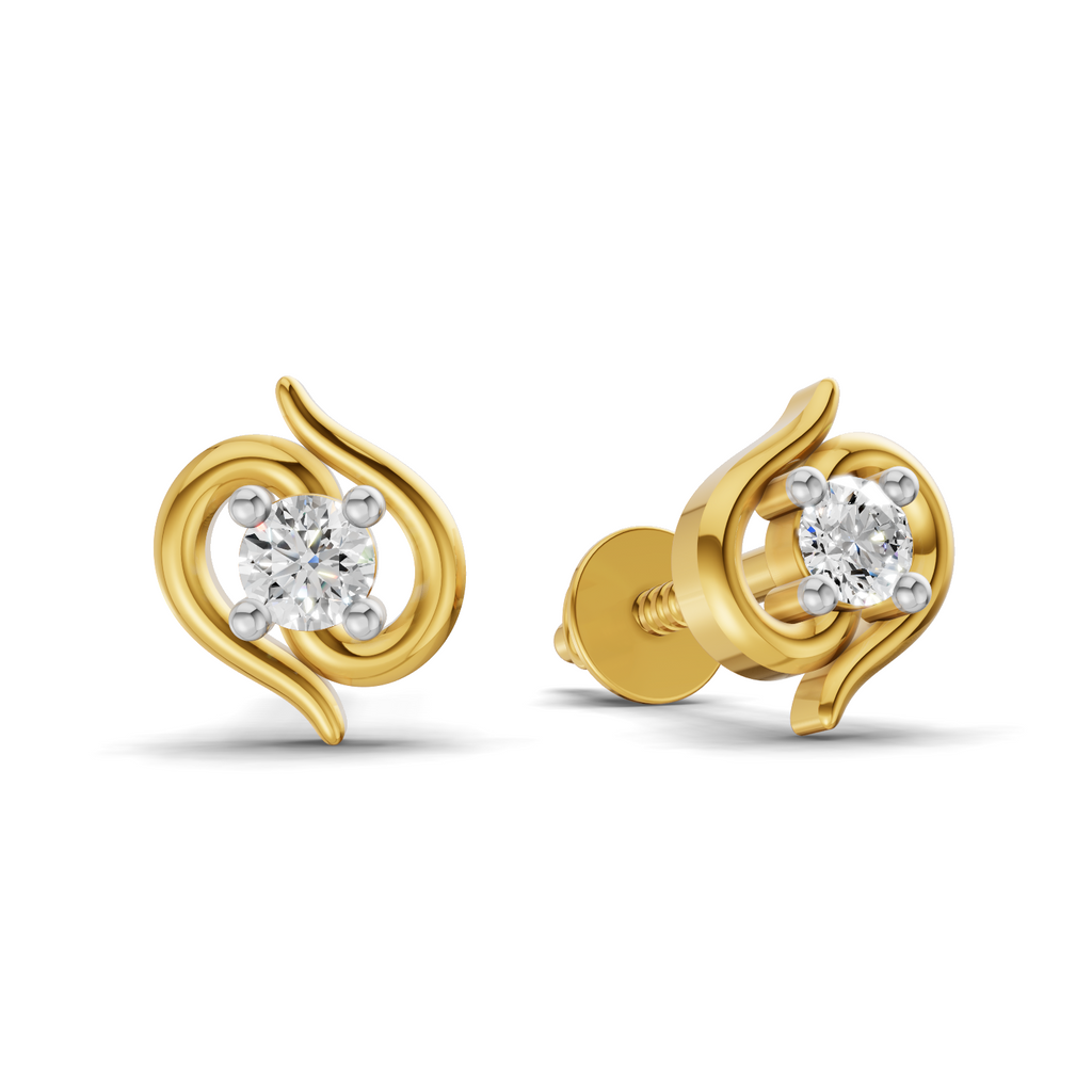 Lab Grown Diamond 0.12CT 925 Sterling Silver Gold Plated Round Shape Earring