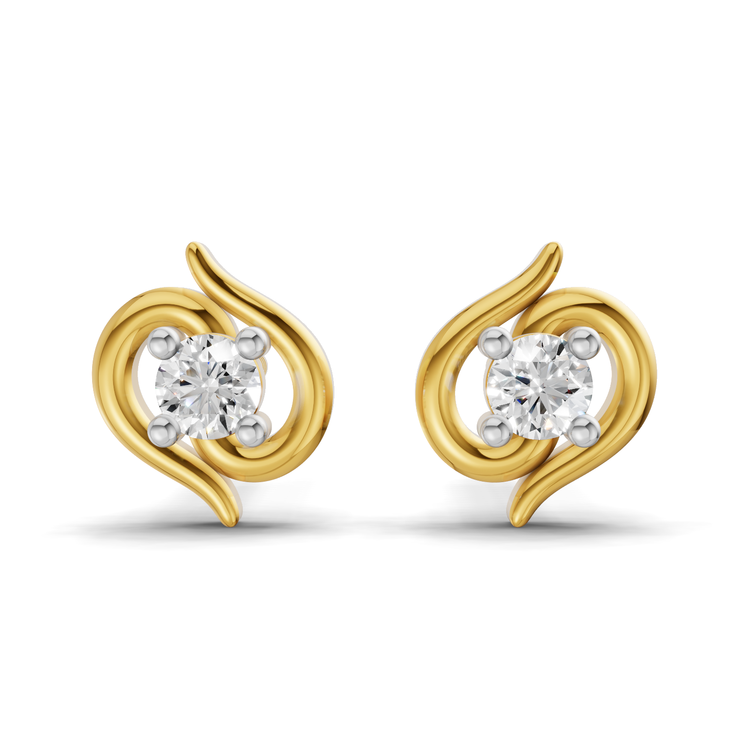 Lab Grown Diamond 0.12CT 925 Sterling Silver Gold Plated Round Shape Earring