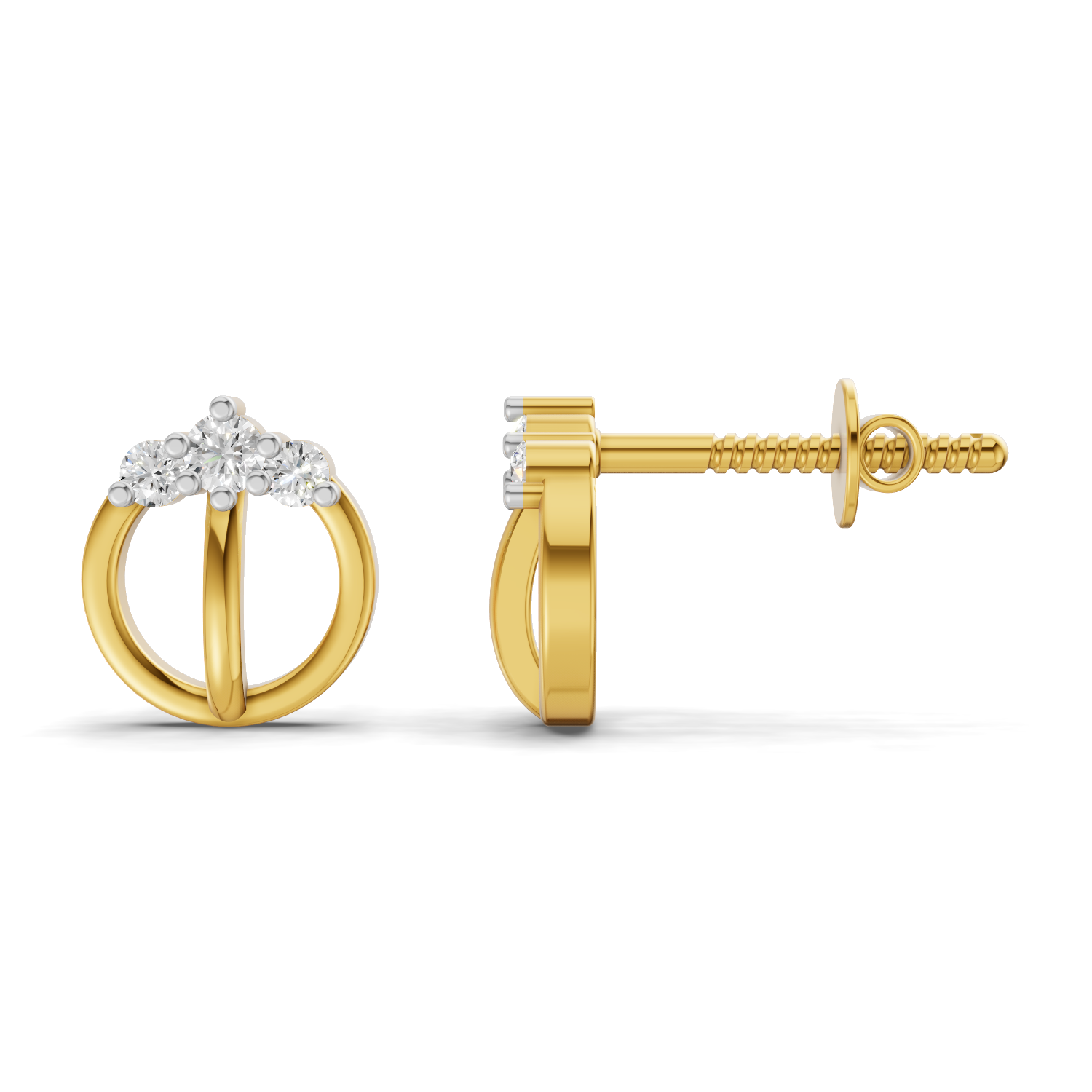Lab Grown Diamond 0.14CT 925 Sterling Silver Gold Plated Round Shape Earring