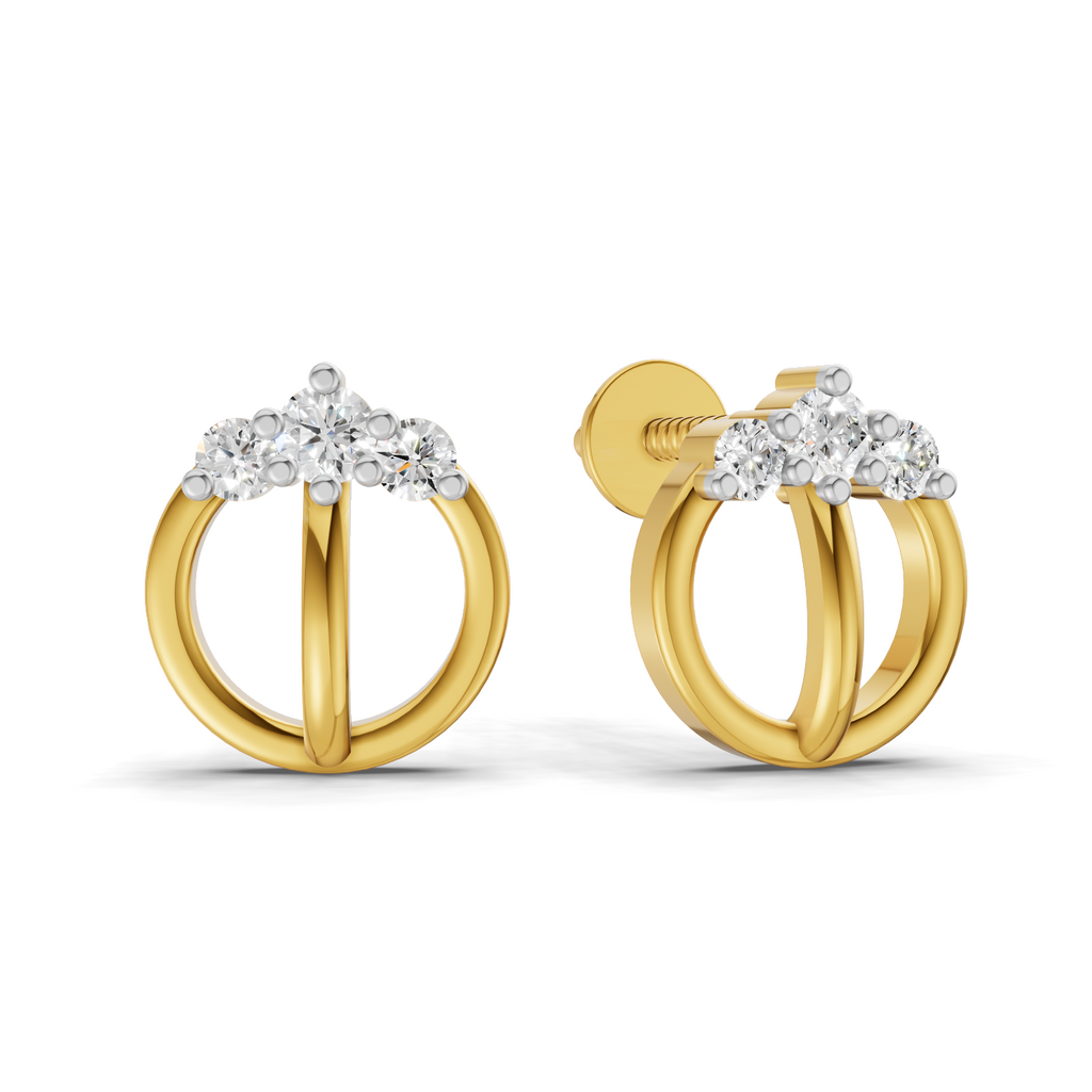 Lab Grown Diamond 0.14CT 925 Sterling Silver Gold Plated Round Shape Earring