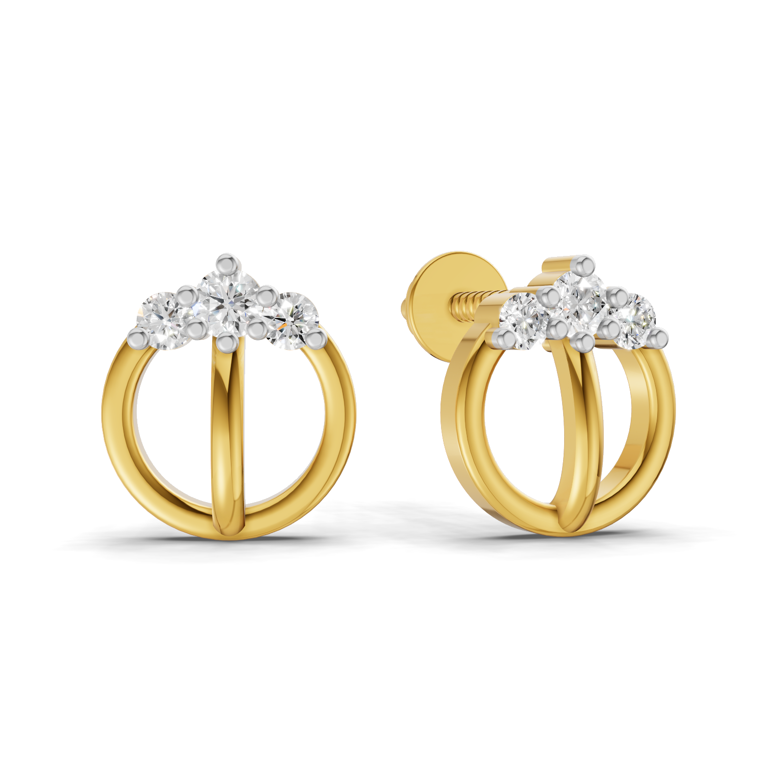 Lab Grown Diamond 0.14CT 925 Sterling Silver Gold Plated Round Shape Earring