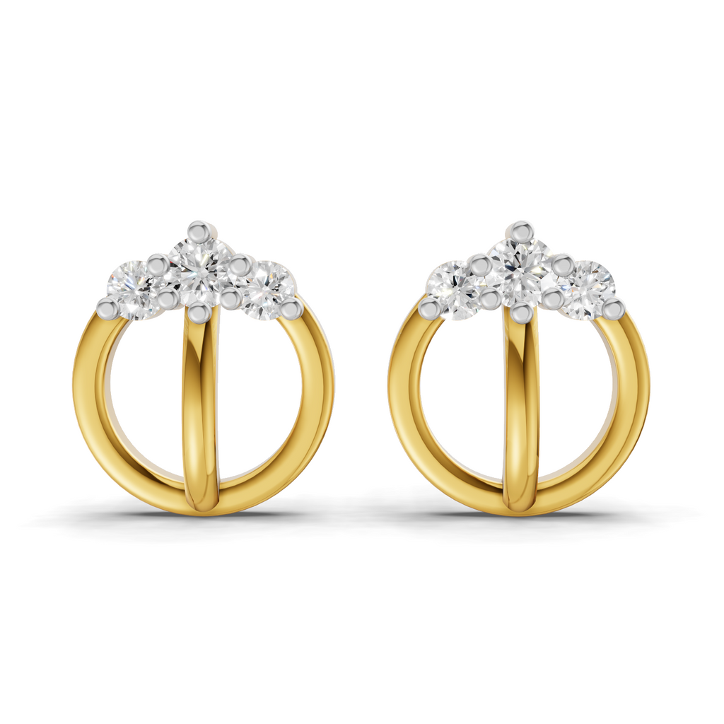 Lab Grown Diamond 0.14CT 925 Sterling Silver Gold Plated Round Shape Earring