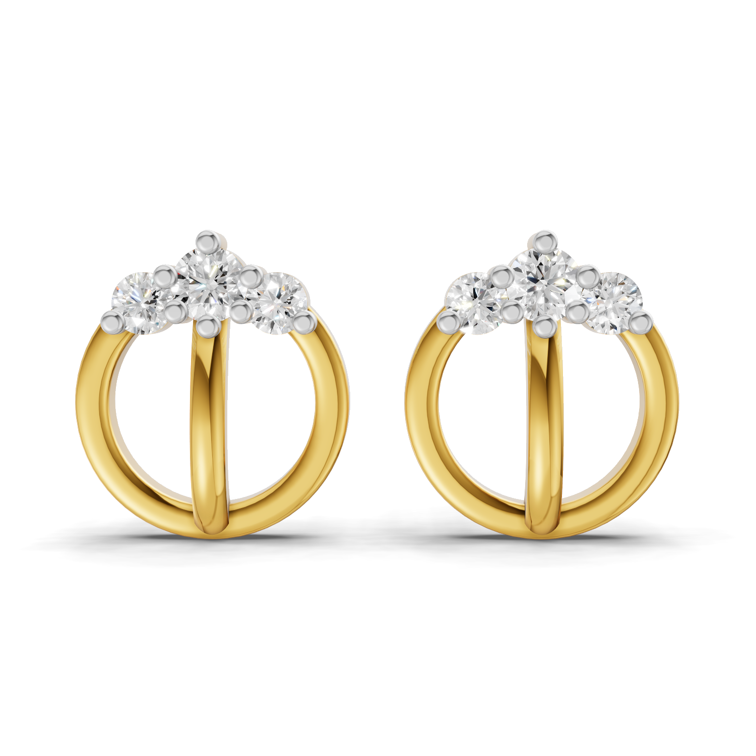 Lab Grown Diamond 0.14CT 925 Sterling Silver Gold Plated Round Shape Earring