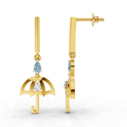 Lab Grown Diamond Earrings 0.05 Carat Round Shape 925 Sterling Silver Yellow Gold Plated Umbrella Earrings