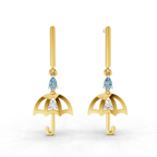 Lab Grown Diamond Earrings 0.05 Carat Round Shape 925 Sterling Silver Yellow Gold Plated Umbrella Earrings