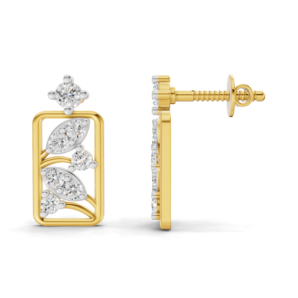 Lab Grown Diamond 0.36CT 925 Sterling Silver Gold Plated Round Shape Earring