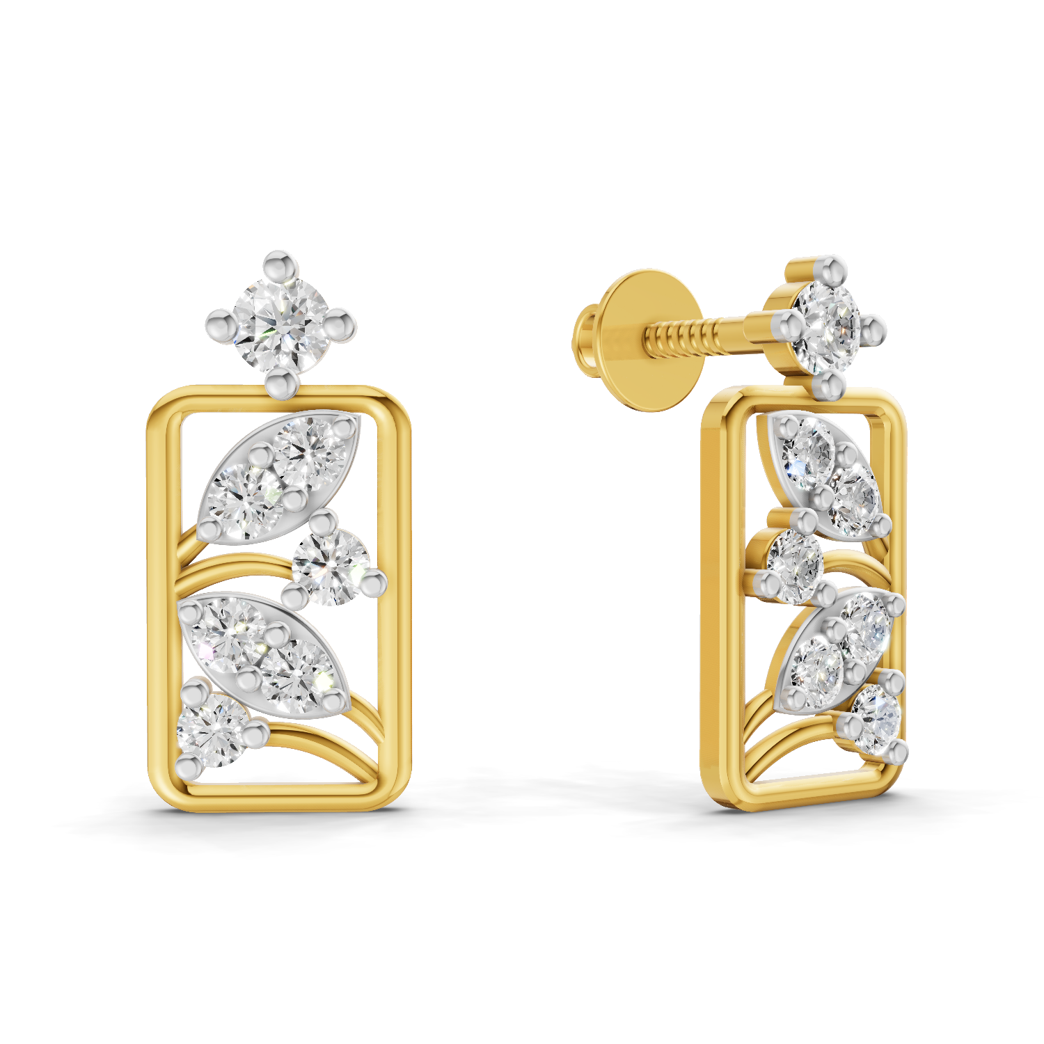 Lab Grown Diamond 0.36CT 925 Sterling Silver Gold Plated Round Shape Earring