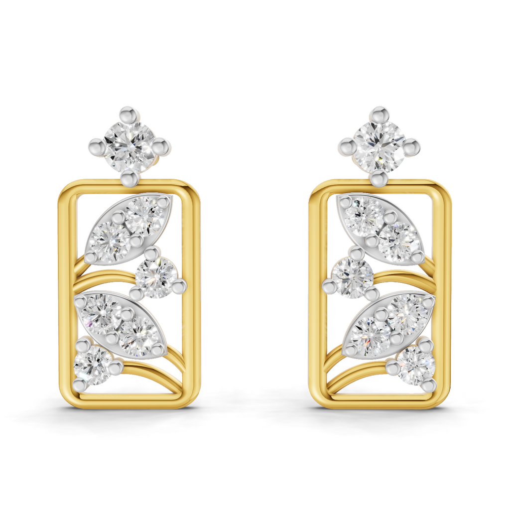 Lab Grown Diamond 0.36CT 925 Sterling Silver Gold Plated Round Shape Earring