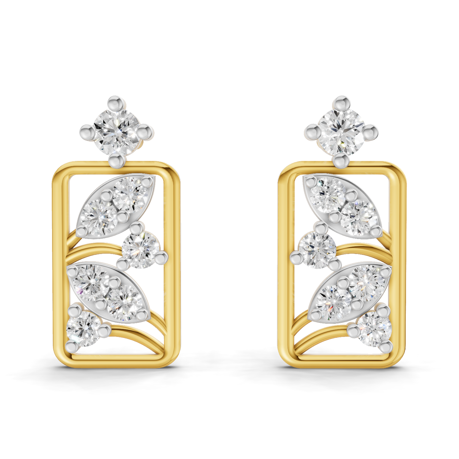 Lab Grown Diamond 0.36CT 925 Sterling Silver Gold Plated Round Shape Earring