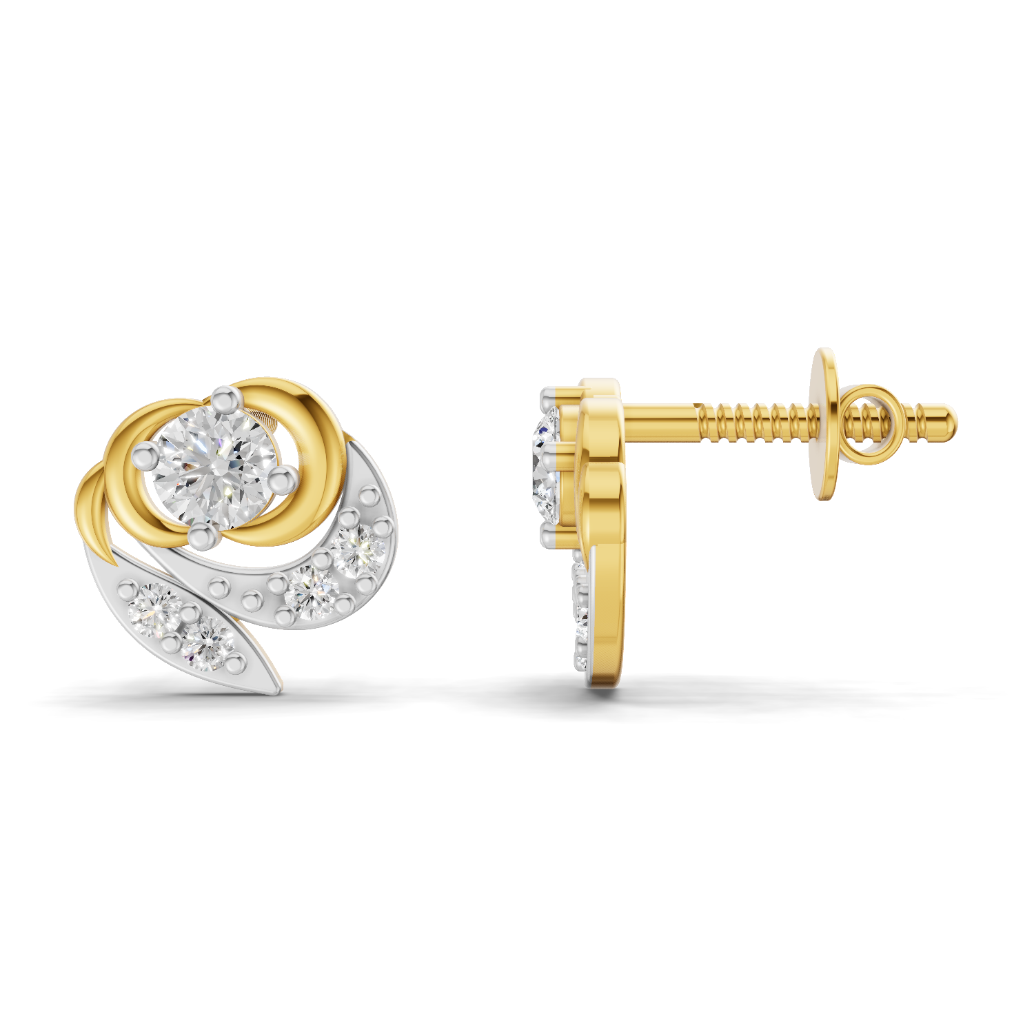 Lab Grown Diamond 0.31CT 925 Sterling Silver Gold Plated Round Shape Earring