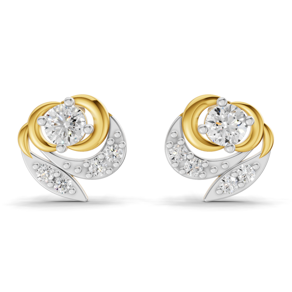 Lab Grown Diamond 0.31CT 925 Sterling Silver Gold Plated Round Shape Earring