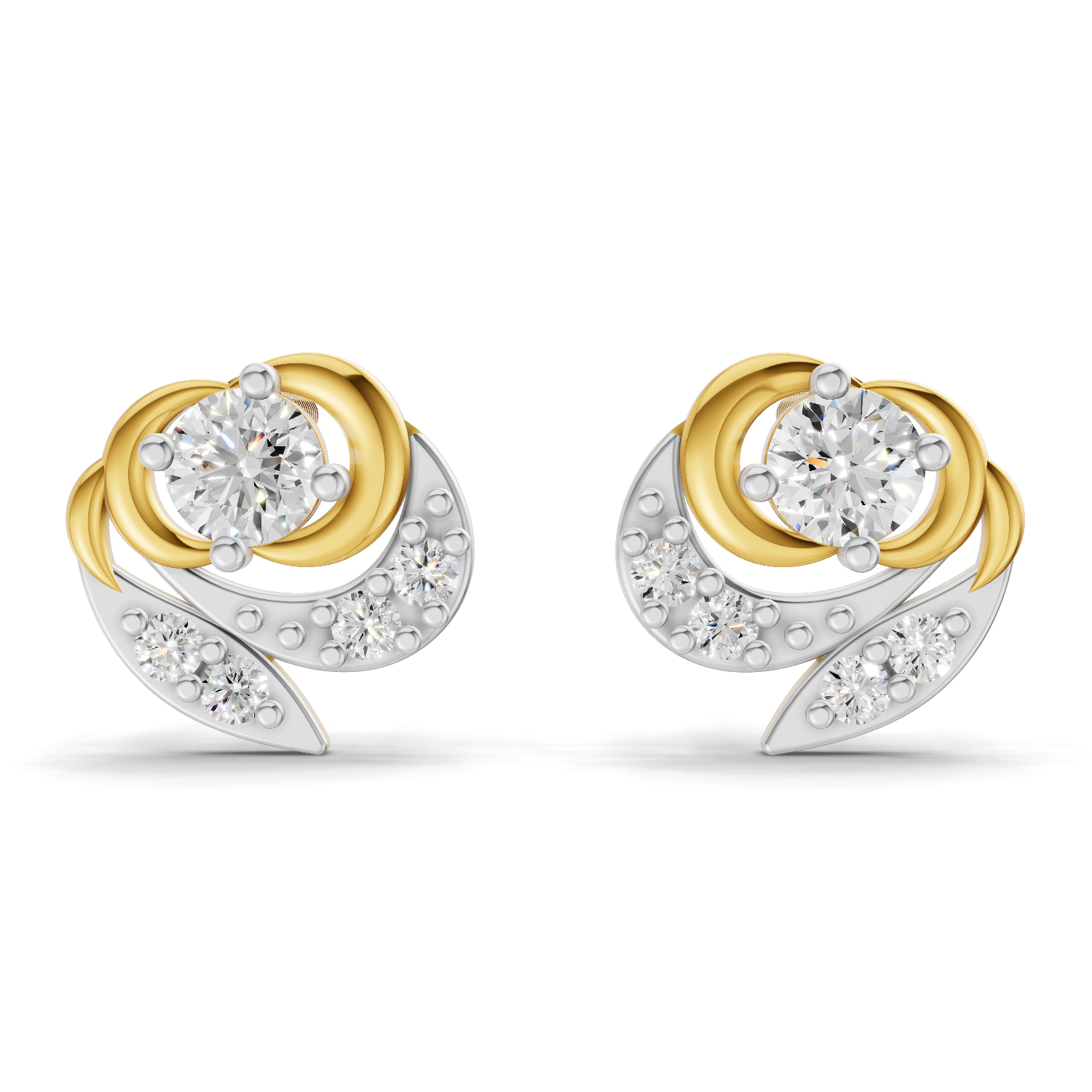 Lab Grown Diamond 0.31CT 925 Sterling Silver Gold Plated Round Shape Earring