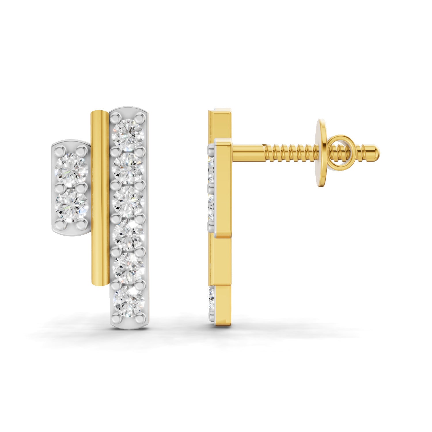 Lab Grown Diamond 0.35CT 925 Sterling Silver Gold Plated Round Shape Earring